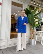 inci düğmeli triko hırka saks