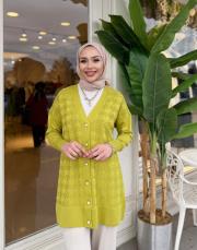 inci düğmeli triko hırka yağ yeşili