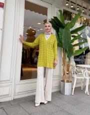 inci düğmeli triko hırka yağ yeşili 3