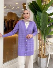 inci düğmeli triko hırka mor