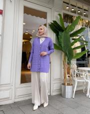 inci düğmeli triko hırka mor 2