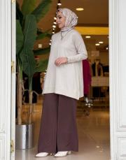 eteği çizgili düğmeli triko tunik taş 2