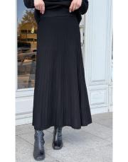 çizgili triko etek siyah 3