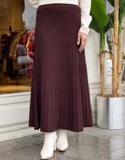 çizgili triko etek kahve 2