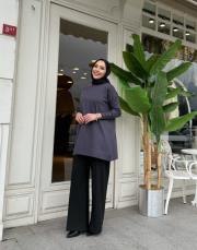 sıralı taşlı triko tunik antrasit 3