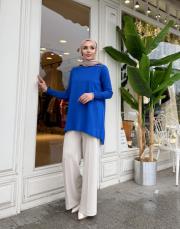 omuzu zımbalı triko tunik saks 3