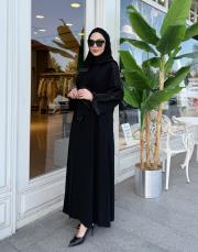 ithal yanları taşlı ferace siyah