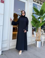 ithal yanları taşlı ferace lacivert