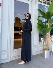 ithal yanları taşlı ferace lacivert 3