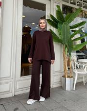 kuşgözü bol paça takım kahve 2