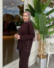 kuşgözü bol paça takım kahve 3