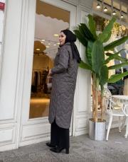 çıtçıtlı kapitone mont füme 4