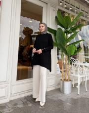 önü kısa desenli triko tunik siyah 2