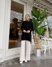 önü kısa desenli triko tunik siyah 3