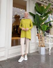 önü kısa desenli triko tunik yağ yeşili 3