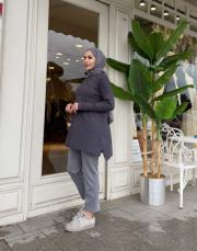 önü kısa desenli triko tunik antrasit 3