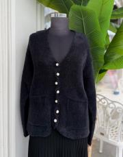 kısa angora hırka siyah