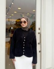 kısa angora hırka siyah 3