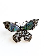 taşlı eklebek broş yeşil