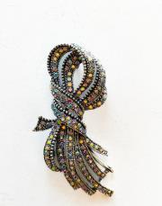 taşlı fiyonk broş gümüş