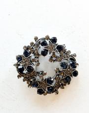 taşlı yıldız tasarım broş lacivert