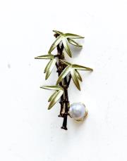 yaprak dalı broş yeşil