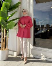 aria desenli tunik fuşya