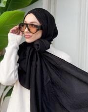 nadira geometrik desen şal siyah