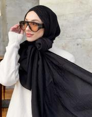 nadira geometrik desen şal siyah 3