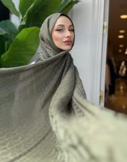 nadira geometrik desen şal yeşil