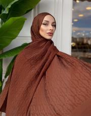 nadira geometrik desen şal açık kahve