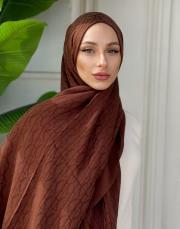 nadira geometrik desen şal açık kahve 2