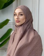 nadira geometrik desen şal sütlü kahve 2