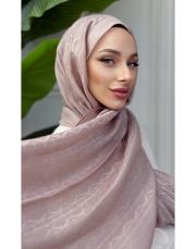 nadira geometrik desen şal koyu pudra
