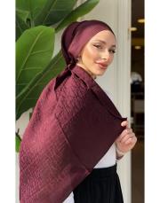 nadira geometrik desen şal koyu bordo 3