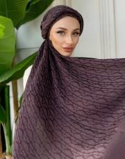 nadira geometrik desen şal mürdüm-kahve