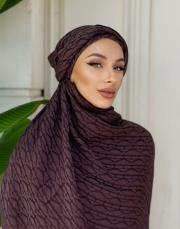 nadira geometrik desen şal mürdüm-kahve 3