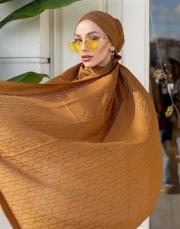 nadira geometrik desen şal hardal 2