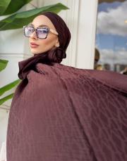 nadira geometrik desen şal kahve