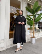 lunaria baskı detay uzun gömlek siyah 4