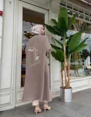 lunaria baskı detay uzun gömlek vizon 2