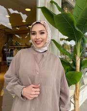 lunaria baskı detay uzun gömlek vizon 5