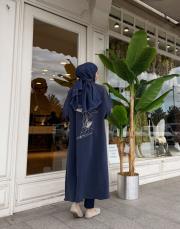 lunaria baskı detay uzun gömlek indigo 3