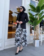 desenli kloş etek siyah 4