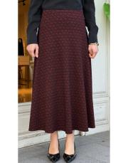 desenli kloş etek bordo 5