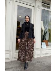 leopar desen pliseli etek leopar 2