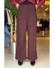 desenli bol paça pantolon bordo 3