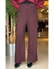 desenli bol paça pantolon bordo 4