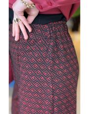 desenli bol paça pantolon bordo 5