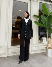 serpme taşlı merserize hırka siyah 3